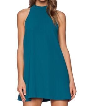 Lovers + Friends Lily Halter Sleeveless Mini Swing Dress Teal Green Medium